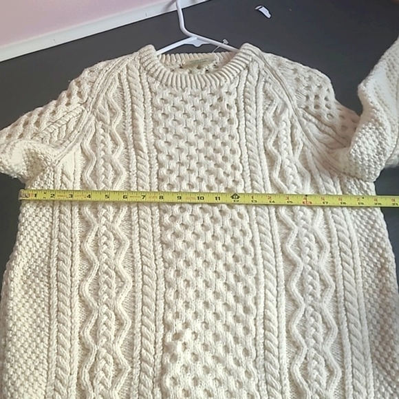 BLARNEY new wool cream handknit Irish sweater UNISEX - Picture 9 of 10